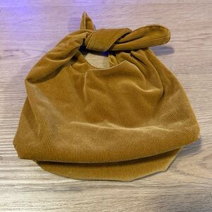 Merit Beauty Signature Caramel Brown Corduroy Tie Knot Makeup Bag One Size